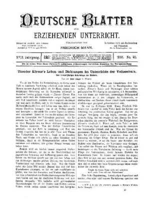 Theodor Körner's Leben und Dichtungen im Unterrichte der Volksschule