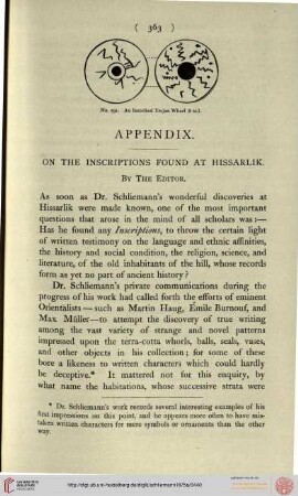 Appendix on the inscriptions