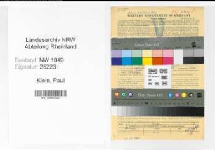 Entnazifizierung Paul Klein , geb. 13.10.1890 (Sparkassenbuchhalter)