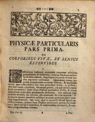Philosophia Mentis, & Sensuum : Ad Usus Academicos Accommodata, 3. Physicam particularem secundis curis auctam et emendatam continens
