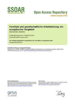Familiale und gesellschaftliche Arbeitsteilung: ein europäischer Vergleich