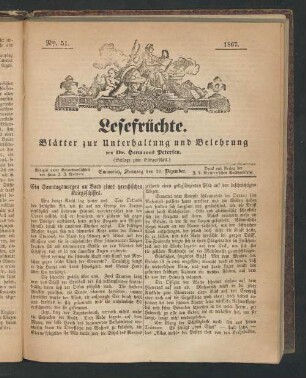 Lesefrüchte. 1867-1868