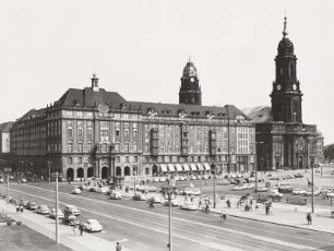 Dresden-Altstadt. Altmarkt mit Wohn- und Geschäftshäusern (Nr. 2-6) und Kreuzkirche