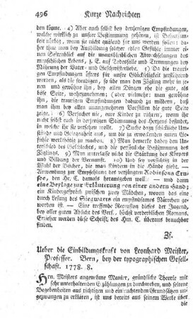 Ueber die Einbildungskraft.