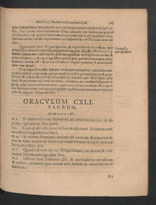 Oraculum CXLI. Sacrum - Oraculum CLII. Sacrum.