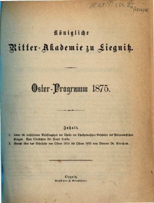 Oster-Programm, 1874/75 (1875)