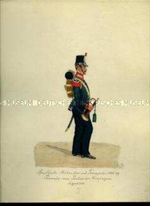 Uniformdarstellung, Signalist der Pionier- und Pontonier-Kompanie, Sachsen, 1846/1849.