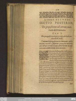 Libri Secundi Sectio Posterior, De propositione ad certam materiam determinata.