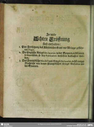 In dieser Achten Eröffnung sind enthalten