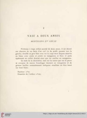 Vase A Deux Anses (Montelupo XVe siècle)