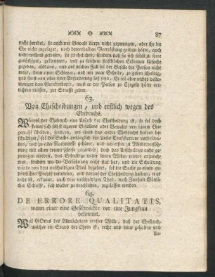 64. De Errore Qualitatis, wann einer eine Geschwäche vor einer Jungfrau bekommt.