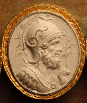 Profilkopf des Mars mit Pferd und Palmbaum (Daktyliothek, Das Alterthum nach Lippert und Visconti)