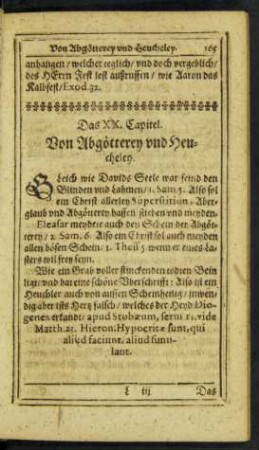 Das XX. Capitel. Von Abgötterey und Heucheley.