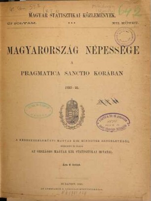 Magyarország népessége a Pragmatica Sanctio korában 1720 - 21