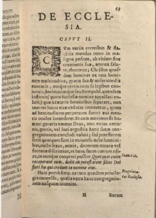 De Ecclesia . Capvt II.