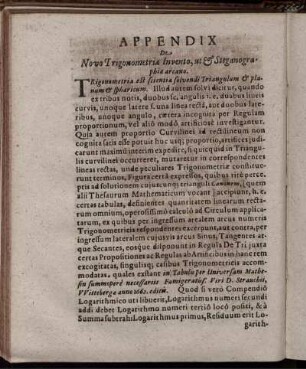 De Novo Trigonometriae Invento, ut & Steganographiae arcano.