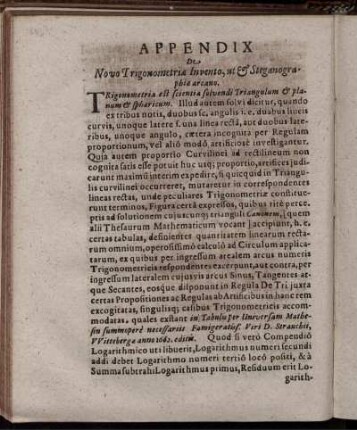 De Novo Trigonometriae Invento, ut & Steganographiae arcano.