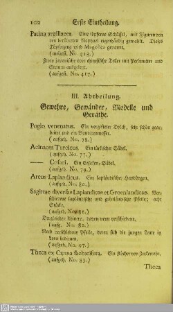 III. Abtheilung. Gewehre, Gewänder, Modelle und Geräthe