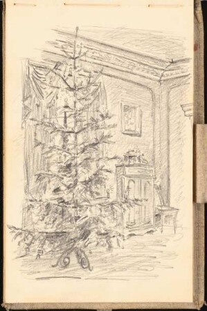 Skizzenbuch 1898-99: Stube mit Weihnachtsbaum