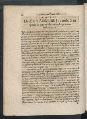 Caput IX. De Aetate Antichristi Iuvenili, & in specie de tyrannide eius in Imperatores Romanos