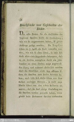 Bruchstücke zur Geschichte der Bäder