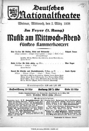Musik am Mittwoch-Abend Fünftes Kammerkonzert