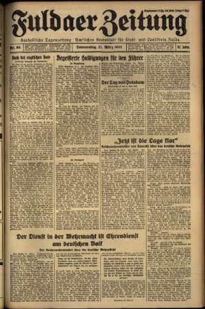 Erste Ausgabe vom Donnerstag, den 21. März 1935.