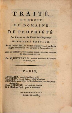 Traité du droit du domaine de propriété
