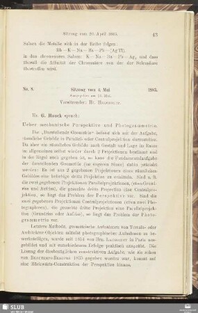 No. 8. Sitzung vom 4. Mai 1883
