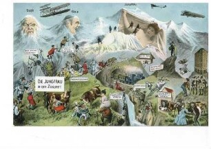 Eiger, Mönch und Jungfrau - Aufschrift: "Die Jungfrau in der Zukunft" (Humorkarte)