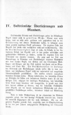 IV. Volkstümliche Überlieferungen und Mundart