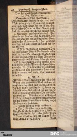 Von der heiligen Dreyeinigkeit.