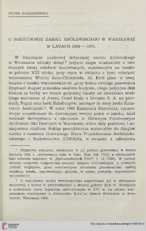 6: O rozbudowie zamku królewskiego w Warszawie w latach 1569-1572