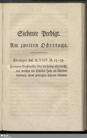 Siebente Predigt. Am zweite Ostertage