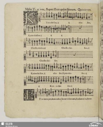 Missa V. 5. voc. super: Ecce quam bonum