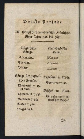 34-56, III. Periode. Gothisch-Longobardisch-Fraenkische. Vom Jahre 526 bis 568.
