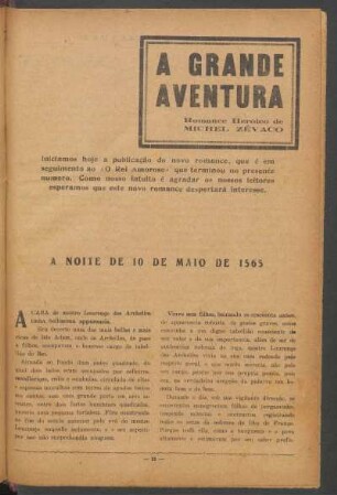 A grande aventura : Romance heróico