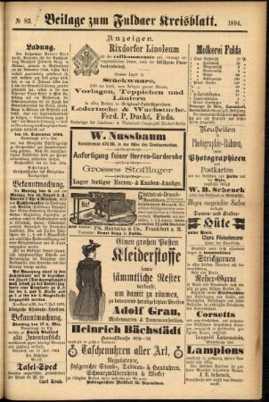 Zweite Ausgabe vom Samstag, den 14. Juli 1894.