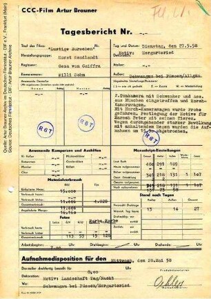 Tagesbericht vom 27.05.1958