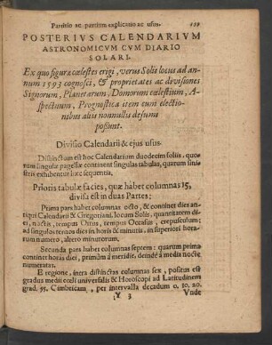 Posterius Calendarium Astronomicum Cum Diario Solari.