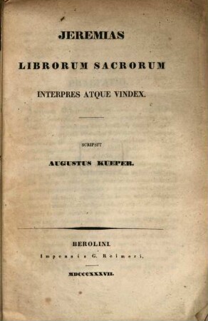 Jeremias librorum sacrorum interpres
