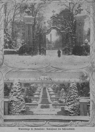 [Zeitungsausschnitt]: Wintertage in Potsdam: Sanssouci im Schneekleid