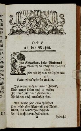 Ode an die Musen. - Einladung in die Winter-Quartiere.