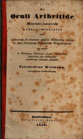 De oculi arthritide diss. inaug. med.-chirurgica