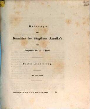 Beiträge zur Kenntniss der Säugthiere Amerika's, 3