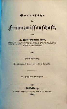 Grundsätze der Finanzwissenschaft, 2