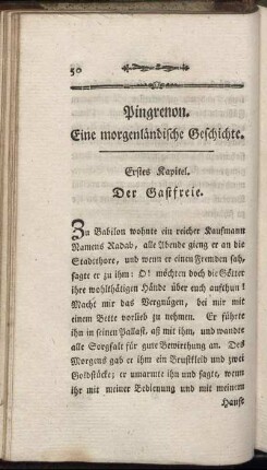 Pingrenon. Eine morgenländische Geschichte.