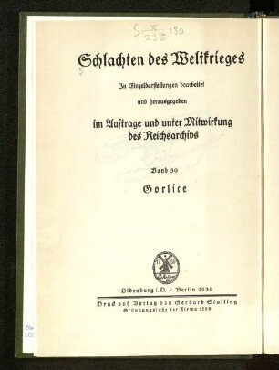 Bd. 30: Gorlice : in Einzeldarstellungen