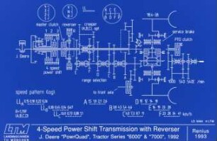 4-Speed Power Shift Transmission with Reverser J. Deere "PowrQuad", Tractor Series "6000 u. 7000", 1992