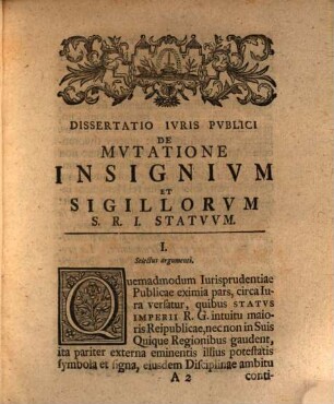 Io. Wilhelmi Waldschmidt, ICTI, Et Acad. Marb. Cancellarii, De Mvtatione Insignivm Et Sigillorvm S.R.I. Statvvm Libellvs